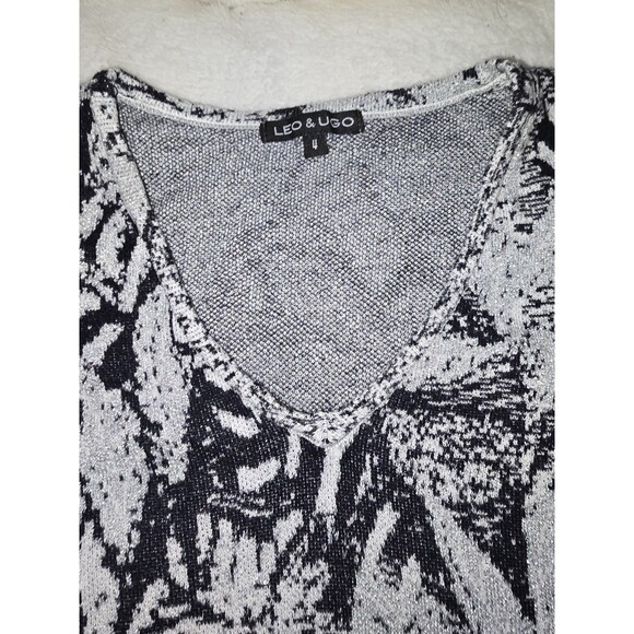 Leo & Ugo Sweater Knit Paris Tiger sparkle Soft V-neck Fairy women S 4 $321 - Picture 4 of 16